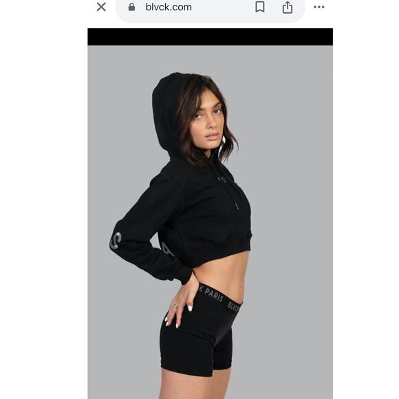 BLVCK Black Bold Cropped Hoodie / Size-Small - Picture 13 of 16